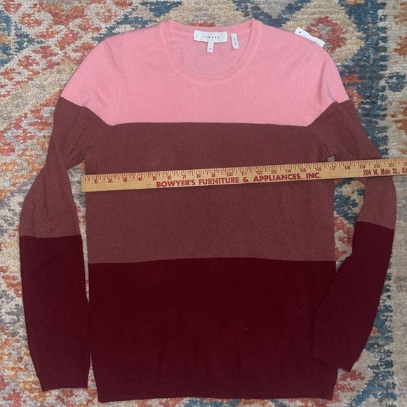 Lark and Ro 100 Cashmere Sweater Pink Block Color Size medium Holiday ! - Picture 4 of 6